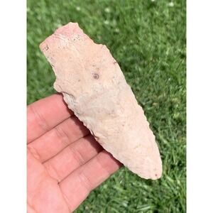 Authentic Archaic Stemmed Arrowhead 4 1/2  Inch Missouri Colorful White And Pink
